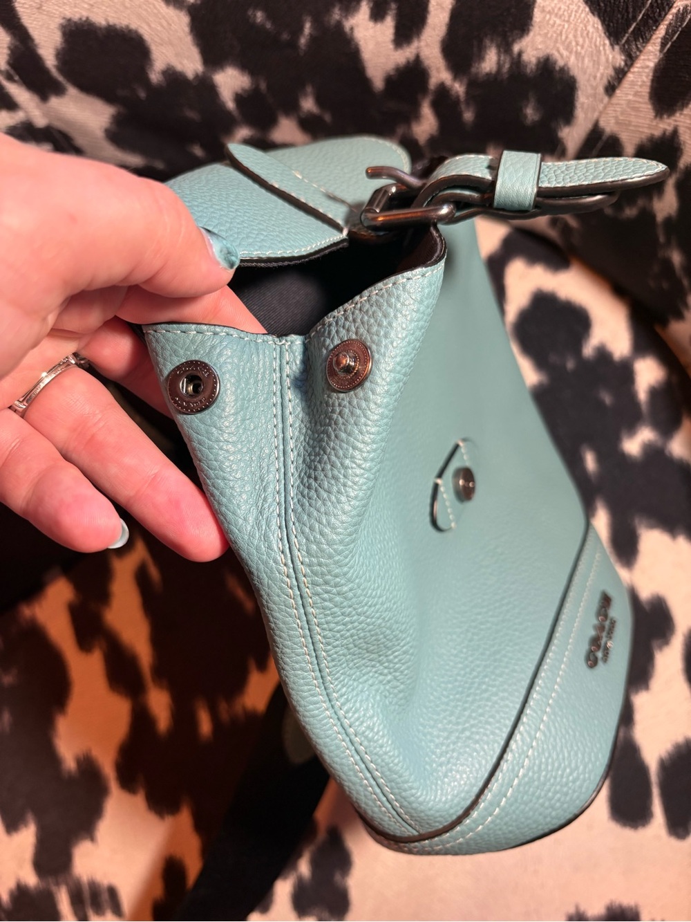 Coach Pebbled Leather Mini Backpack - Aqua - Picture 5 of 6